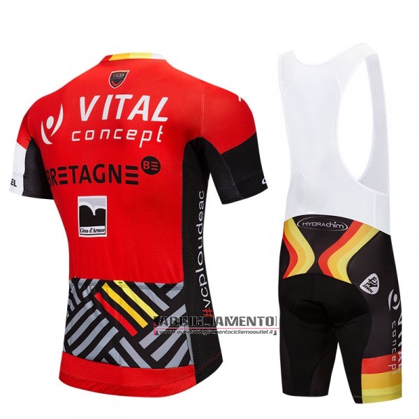 Abbigliamento Vital Concept 2018 Manica Corta e Pantaloncino Con Bretelle Rosso Bianco - Clicca l'immagine per chiudere